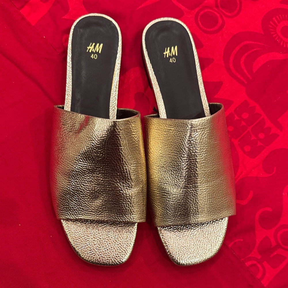 H&M Shimmering silver Slide Sandals Women’s size 40 or 8 1/2 NEW never worn - Picture 6 of 6